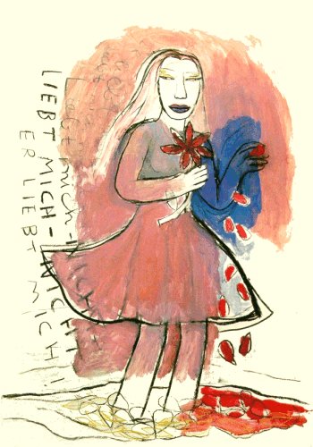 Das Blumenorakel/Het bloemenorakel, gemengde techniek op papier, 1999, 75 x 105 cm, fl. 1850,-