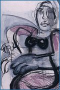 Zittende, 1995, gemengde techniek op papier, 60 x 92 cm